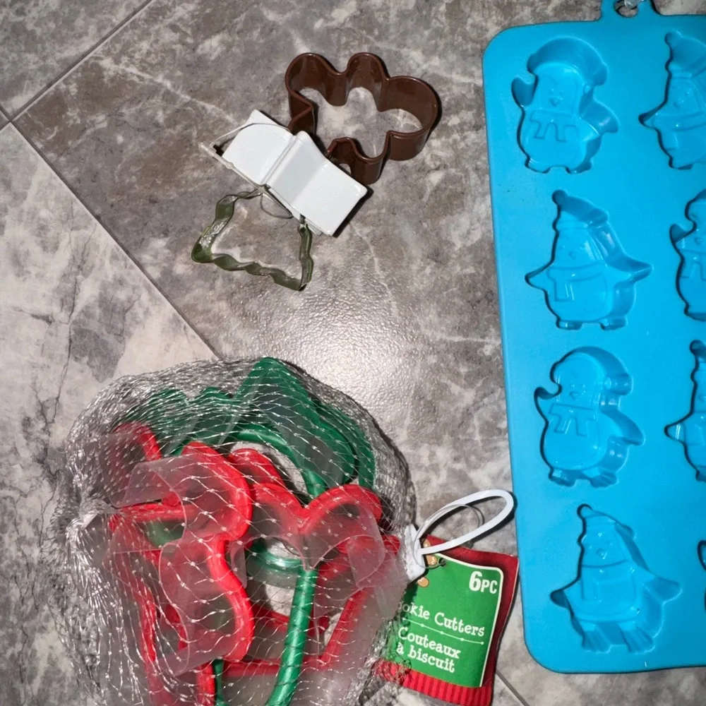 Christmas Baking Set Silicone Molds Cookie Cutters Holiday Bundle